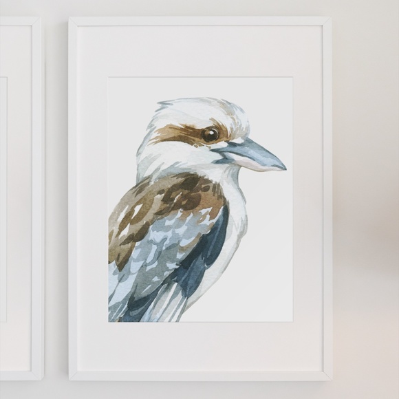 Watercolor Kookaburra Bird Illustration Wall Art Print Poster Unframed - Picture 3 of 8